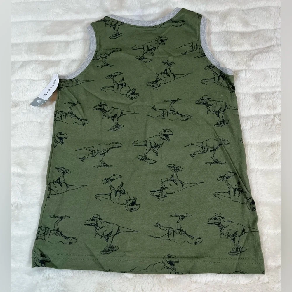 NWT Carters Boys 4/4 Girls School Fall Spring Dino Skateboard T-Rex Slater Tank